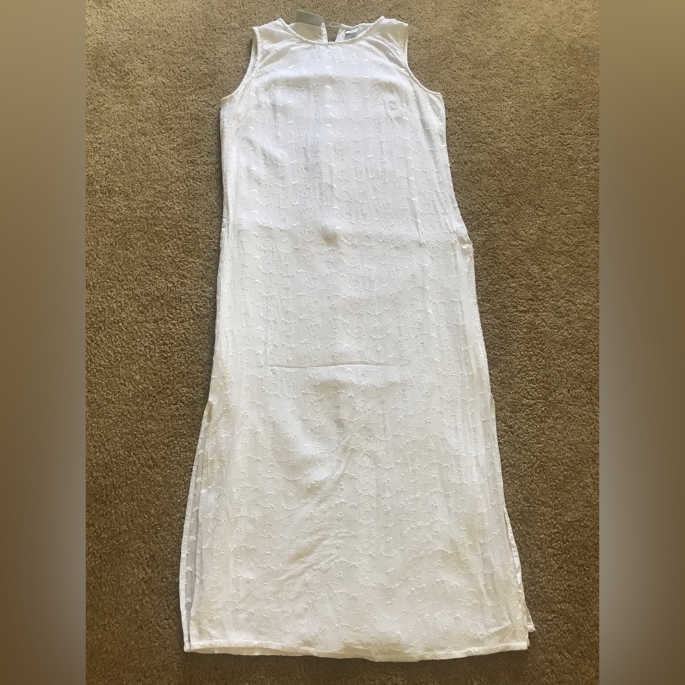 White Eyelet longer sheath dress